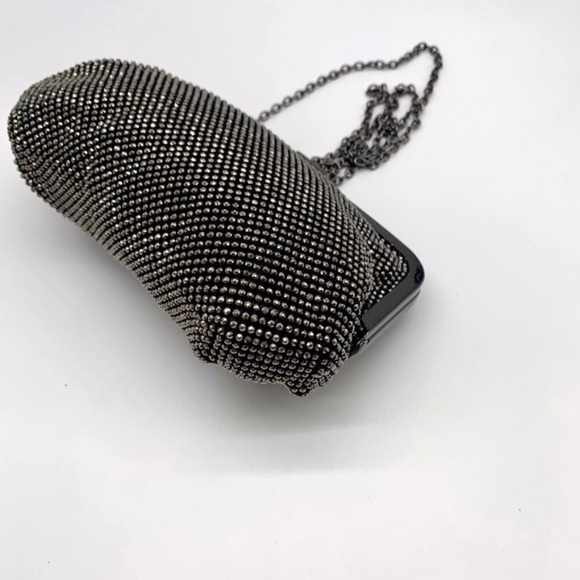 I.N.C. International Concepts Patsy Pewter Diamond Mesh Frame Clutch- NWT - Picture 8 of 12